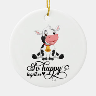 Baby Cow So Lycklig tillsammans Julgransprydnad Keramik