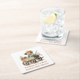 Baby Cowboy Baby Shower Underlägg Papper Kvadrat