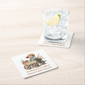 Baby Cowboy Baby Shower Underlägg Papper Kvadrat