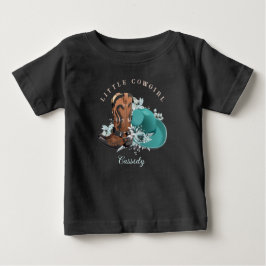 Baby Cowgirl cowboystövlar som turkos brunt namn T Shirt