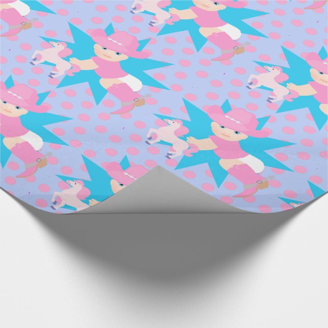 Baby Cowgirl med Hor any Occassion Rosa Polka Dot Presentpapper (Hörn)