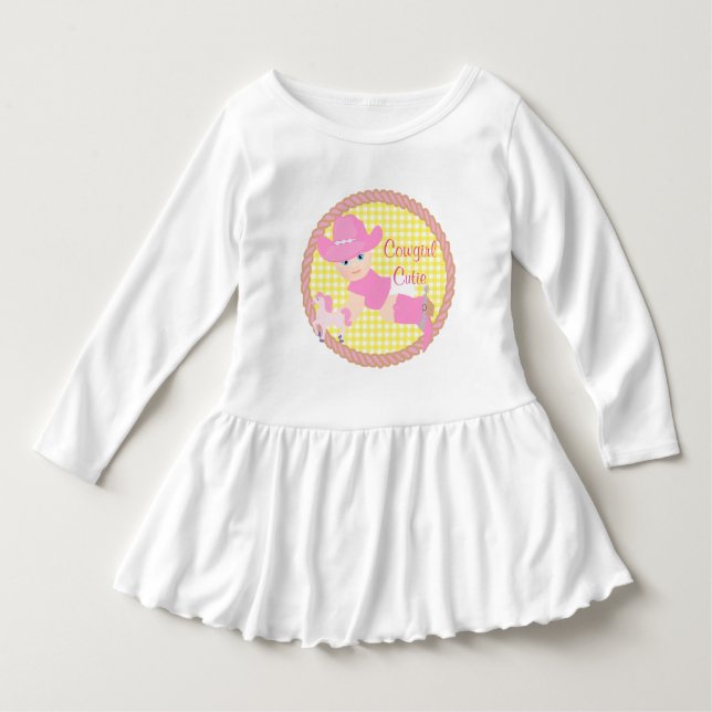 Baby Cowgirl Rosa hattstövlar och häst Tröja (Framsida)