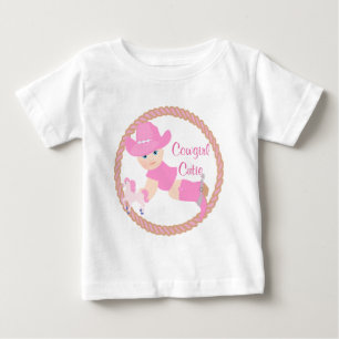 Baby Cowgirl Rosa hattstövlar och hästdräkt Tee Shirt