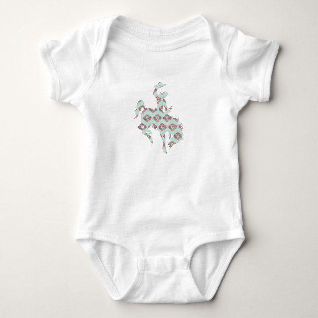 Baby Cowgirl Rosa Turquise Bronc Rodeo Aztec Väste T-shirt (Framsida)