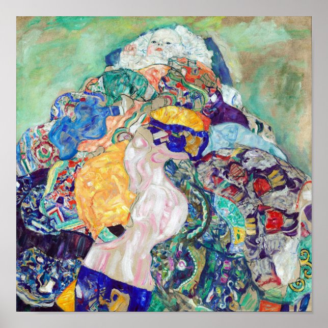 Baby Cradle-målning av Gustav Klimt Poster (Framsidan)