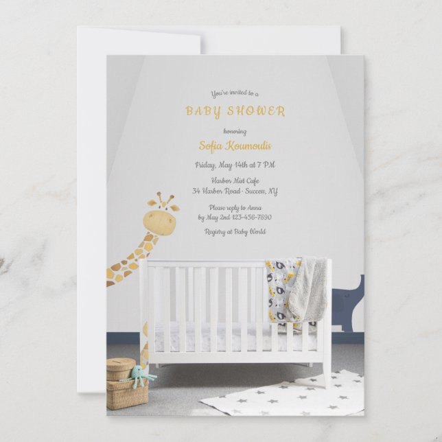 Baby Crib Baby Shower Inbjudningar (Framsida)