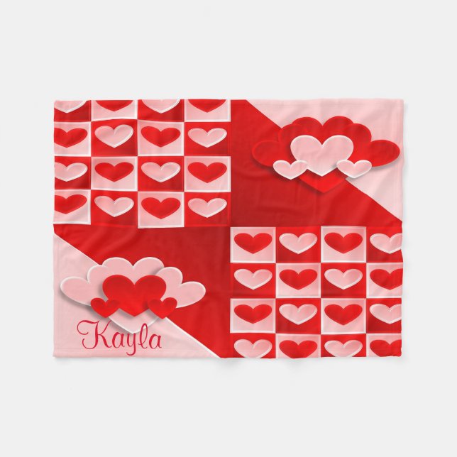 Baby Crib Fleece Blanket Rosa Hearts Baby Shower (Framsidan (Horisontell))