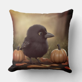 Baby Crow in the Pumpkins Kudde