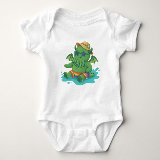Baby Cthulhu som leker i vattnet T Shirt (Framsida)