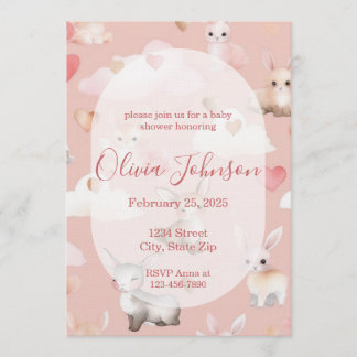 Baby Cupid Animals Baby Shower Invitation Inbjudningar