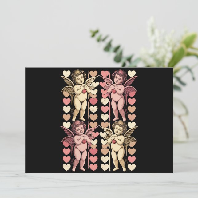 Baby Cupid Coquette båge Retro Alla hjärtans dag Julkort (Stående Fram)