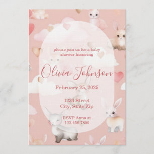Baby Cupid Djur Baby Shower Inbjudan