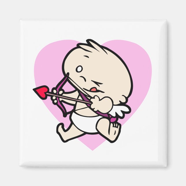 Baby Cupid-mål för Kärlek-kvadratmaskor Magnet (Framsidan)