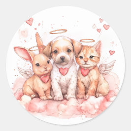 Baby Cupid Trio Klistermärkesark | Söt akvarell Runt Klistermärke