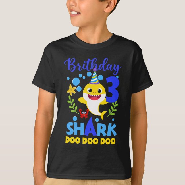 Baby Cute Shark 2019 3rd Birthday Boy Girl 3 Year  T Shirt (Framsida)