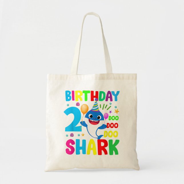 Baby Cute Shark 2020 2nd Birthday Boy Girl 2 Year Tygkasse (Framsidan)