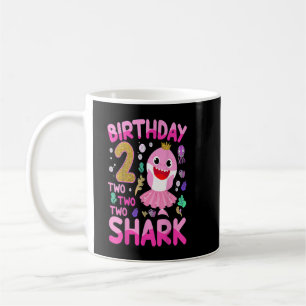Baby Cute Shark 2:a födelsedagstjugflicka 2 år gam Kaffemugg