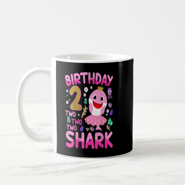 Baby Cute Shark 2:a födelsedagstjugflicka 2 år gam Kaffemugg (Vänster)