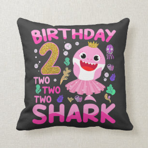 Baby Cute Shark 2:a födelsedagstjugflickan 2 år ga Kudde