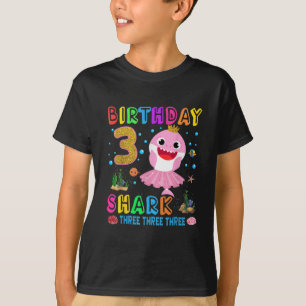 Baby Cute Shark 3:e födelsedagstjukdagstjukflicka T Shirt