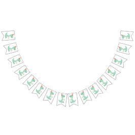 Baby Cute Tecknad Baby Dinosaur Födelsedagsfest Vimplar