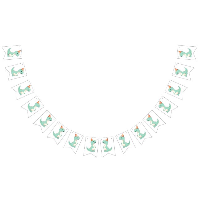 Baby Cute Tecknad Baby Dinosaur Födelsedagsfest Vimplar (Alla)