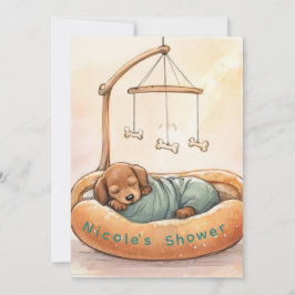 Baby Dachshund Digital Download Blöjtillfälle Inbj Inbjudningar
