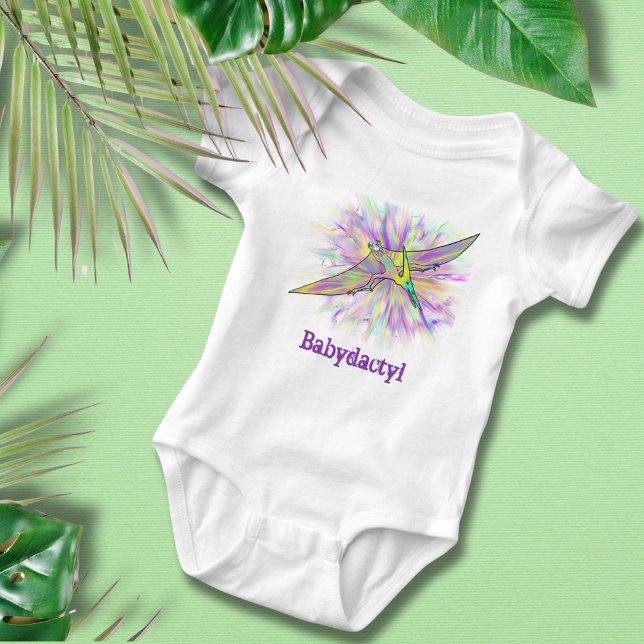 Baby dactyl Färgglad Pterodactyl Söt dinosaurie T Shirt (dinosaur pterodactyl fun word play dino baby vest)
