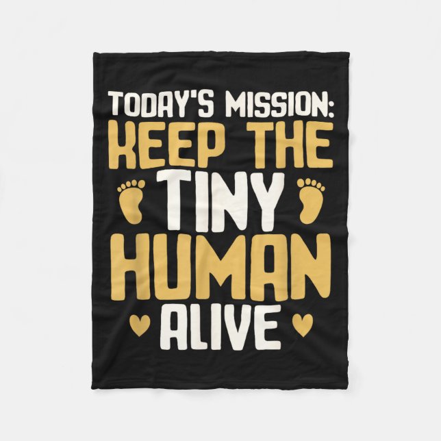 Baby Daddy Keep The Tiny Human Alive Funny New Dad Fleecefilt (Framsidan)