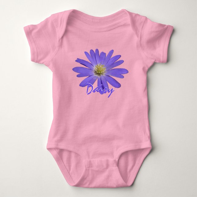 Baby Daisy Creeper Ekologisk Lila Blomma Baby Top Tee (Framsida)