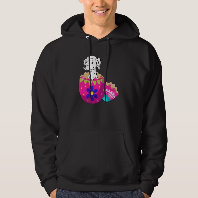 Baby Dalmatian Hatching From Easter Egg Easter Day Hoodie (Framsida)