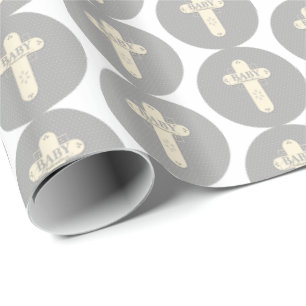 Baby Dedication Cream & Grått Kor Presentpapper