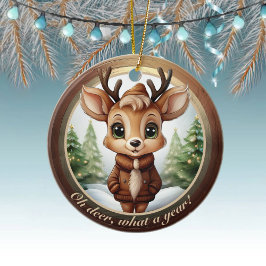 Baby Deer Antlers Animal Character Christmas 🦌🎄 Julgransprydnad Keramik
