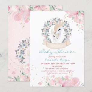 Baby Deer Blommig Drive By Baby Shower Inbjudningar