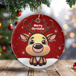 Baby Deer, Fawn, Doe 🦌 🎄Cute Merry Christmas Julgransprydnad Keramik