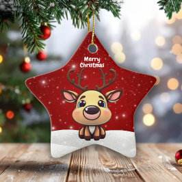 Baby Deer, Fawn, Doe 🦌 🎄Cute Merry Christmas Julgransprydnad Keramik