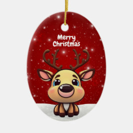Baby Deer, Fawn, Doe 🦌 🎄Cute Merry Christmas Julgransprydnad Keramik