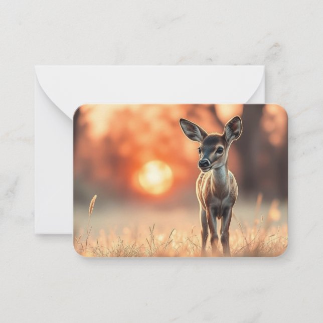 Baby Deer Sunrise Pocket Hug Notkort Anteckningskort (Framsida)