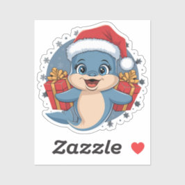 baby-delfinen bära en stor röd tomhatt klistermärken