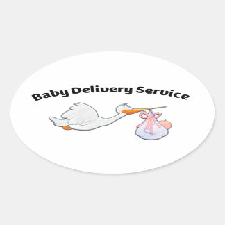 Baby Delivery Service ! Funny Midwife Baby Stork Ovalt Klistermärke