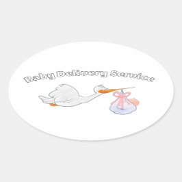 Baby Delivery Service Funny Midwife Stork Baby Ovalt Klistermärke