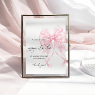 Baby dess Kall Bow Baby Shower Adress och kuvert Poster