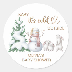 Baby dess kall utanför. Baby Shower. Runt Klistermärke