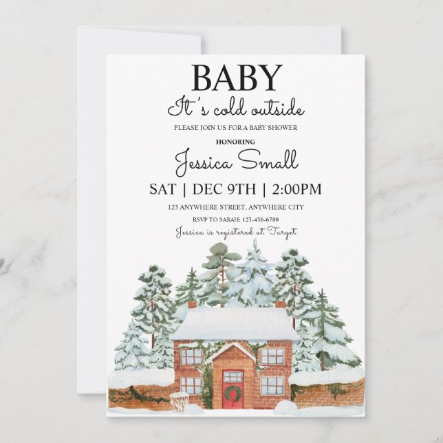 Baby dess Kall utanför babyvisningsinbjudan Inbjudningar (Framsida)