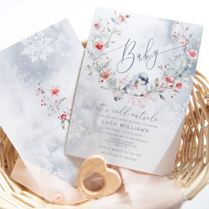 Baby dess kall utanför Dusty Blue-babyduschen Inbjudningar