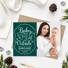 Baby dess Kall utanför Emerald Grönt Photo Julkort