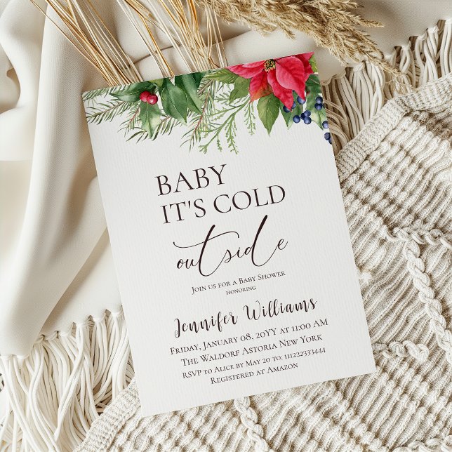 Baby dess Kall utanför Evergreen Winter Baby Showe Inbjudningar (Skapare uppladdad)