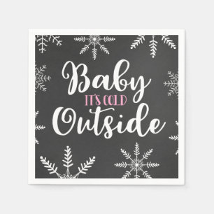 Baby dess Kall utanför Flicka Vinter Baby Shower Pappersservett