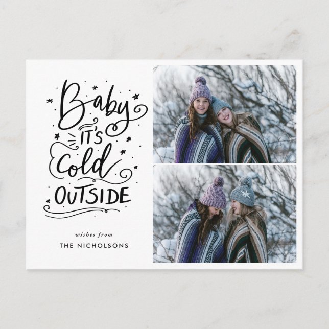 Baby dess Kall utanför handskriven två foto Vykort (Framsida)