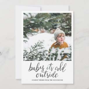 Baby dess Kall utanför handskrivet Helgdag-foto Julkort